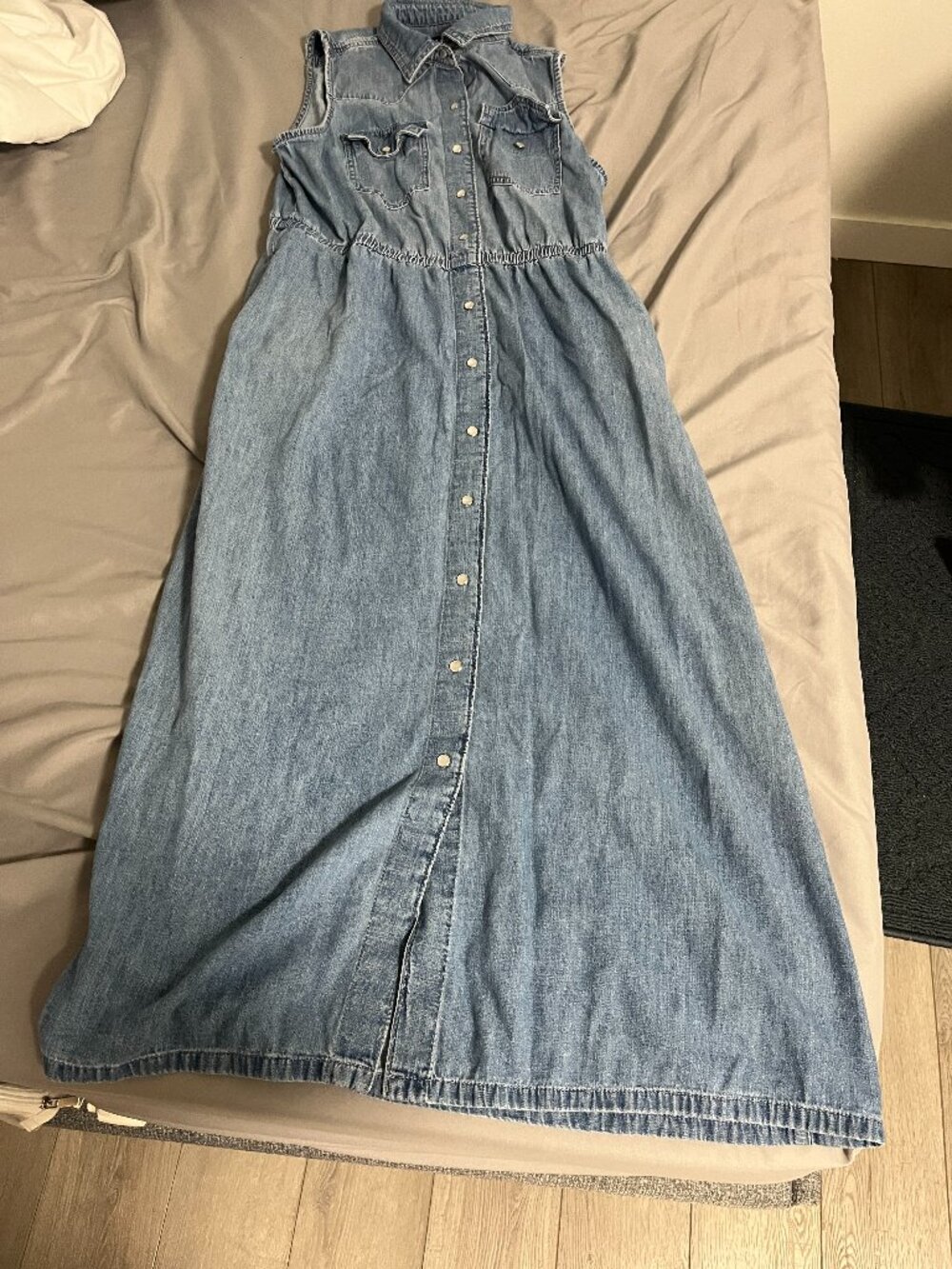 GAP Denim Sleeveless Button-Down Denim Midi Dress Size XL Extra Large